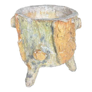 1960s Mid-Century Faux Bois Concrete Planter – Vintage Garden Decor