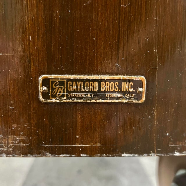 Vintage Gaylord Bros Inc Rolling Wood Library Book Cart Bookcase For Sale - Image 10 of 12