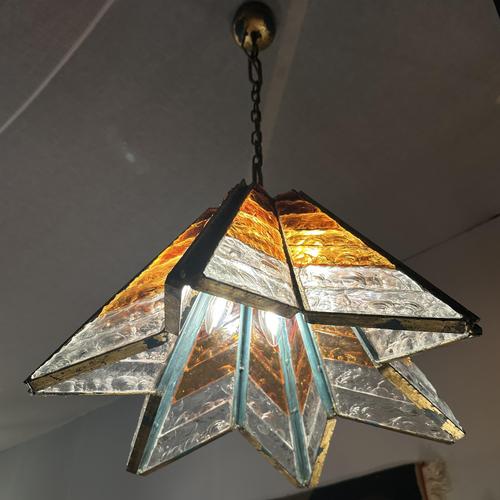 Amber Clear Glass Pendant Light from Poliarte, 1970s For Sale - Image 4 of 12