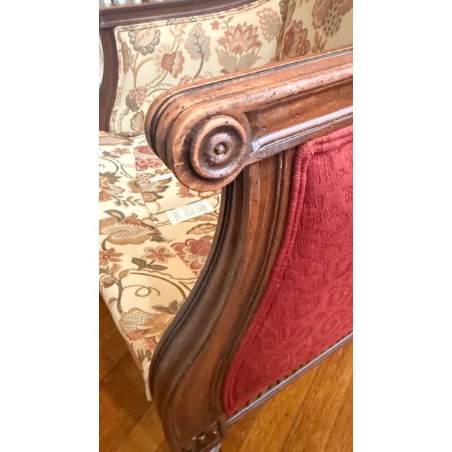 Ethan Allen Neoclassical Style Bergere Lounge Chair With Floral Upholstery For Sale - Image 12 of 17
