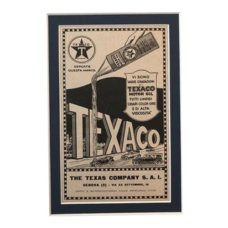 1940 Original Italian Poster, Texaco Advertisement - Motor Oil For Sale