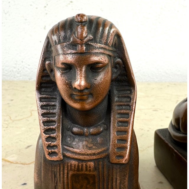 Early 20th Century Copper Sphinx Sculptures / Pair For Sale - Image 10 of 12
