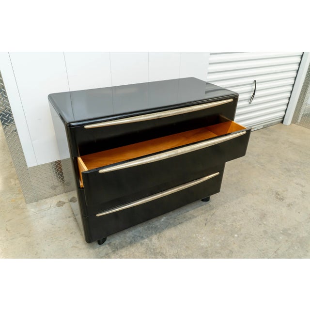 Heywood Wakefield Dresser in Black With Silver Leaf For Sale - Image 18 of 18