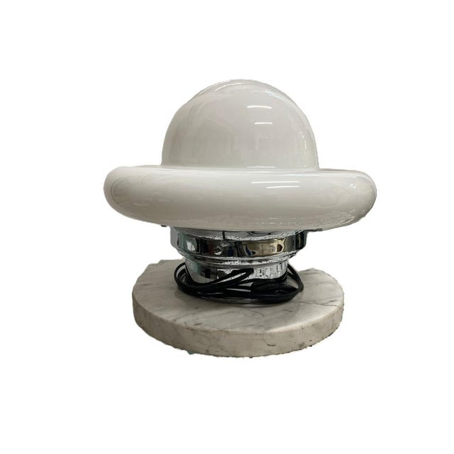 Space Age UFO Table Lamp in Steel with Marble and Opaline Glass, 1970s For Sale - Image 14 of 14
