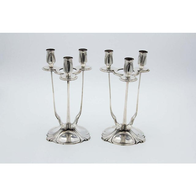 Silver Candlesticks with Circular Bases, Set of 2 For Sale - Image 4 of 4