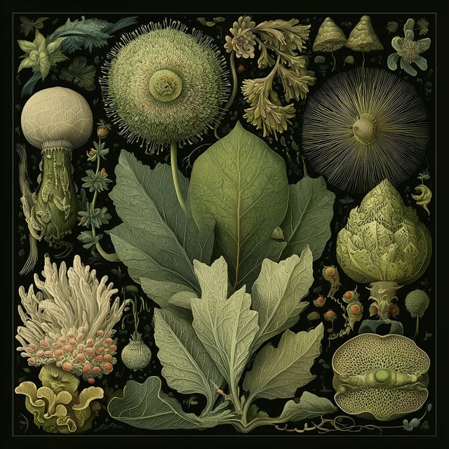 Contemporary Set of 15 - 90' X 54' Evergreen Organic Modern Gallery Wall Installation Botanical Prints - Dark Green, Unframed For Sale - Image 3 of 17