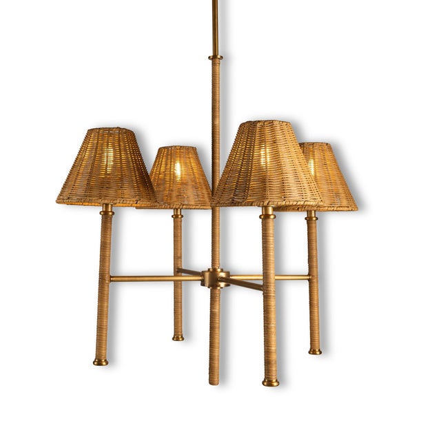 Malibu Rattan Four-Arm Pendant For Sale In Chicago - Image 6 of 6
