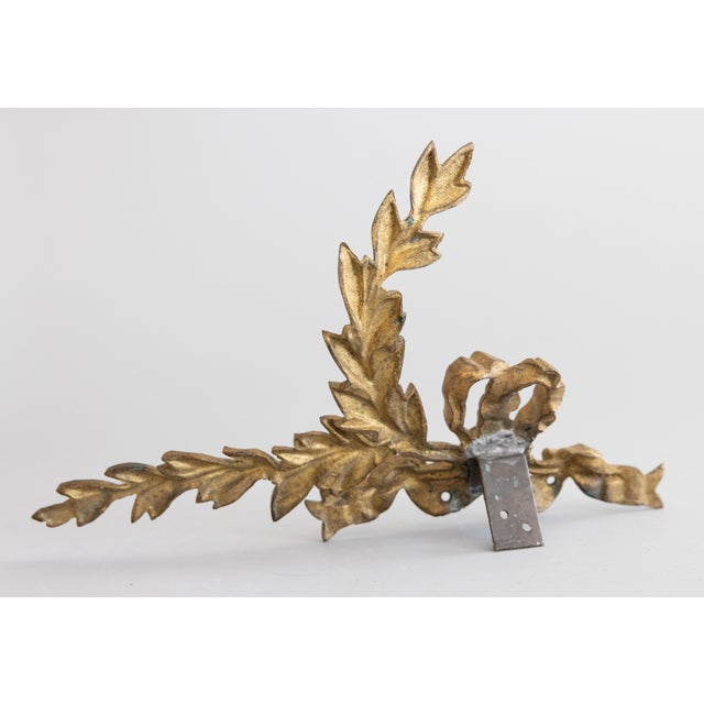 Mid 19th Century 19th Century French Gilt Bronze Ormolu Bow & Garland Appliqué Tabletop Fragment Swag For Sale - Image 5 of 9