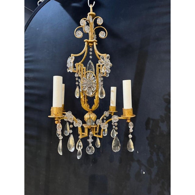 French 1930’s French Small Crystal Chandelier For Sale - Image 3 of 7
