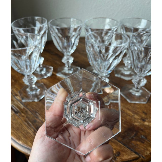 Transparent Baccarat Harcourt Pattern Crystal Goblets- Set of 8 For Sale - Image 8 of 11