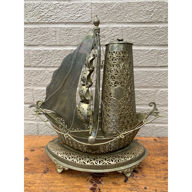 Vintage German Brass Sailing Ship Nightlight | an English Coastal Curiosity For Sale - Image 10 of 12