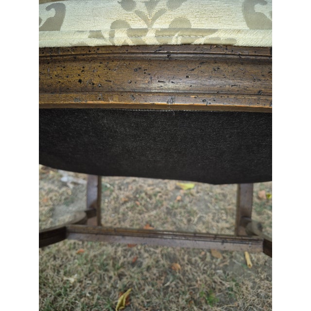 Mid 20th Century Traditional Queen Anne-Style High-Back Upholstered Wingback Armchair For Sale - Image 11 of 17