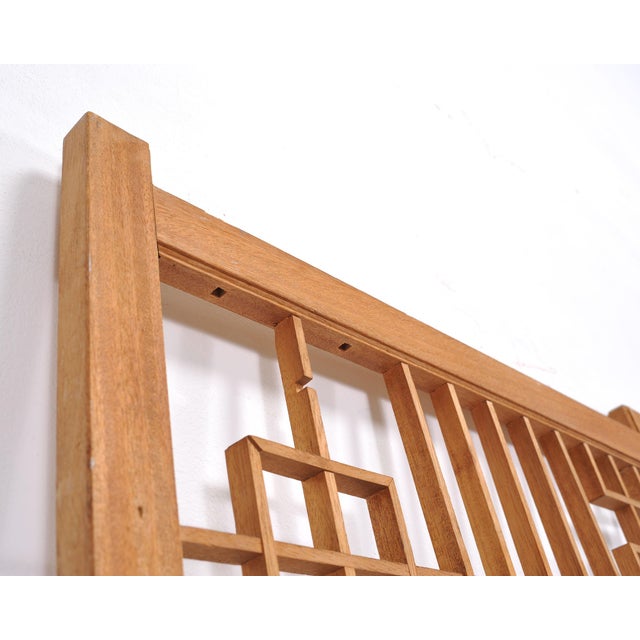 Mid-Century Four-Panel Teak Geometric Screen or Room Divider For Sale - Image 9 of 18