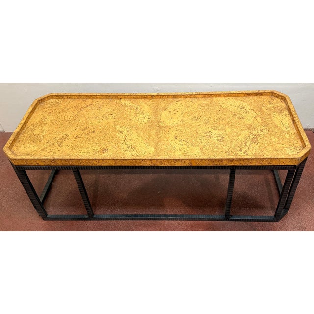 French Modern Style Cork-Top Cocktail Table with Wrought Iron Base, France For Sale In Greensboro - Image 6 of 15