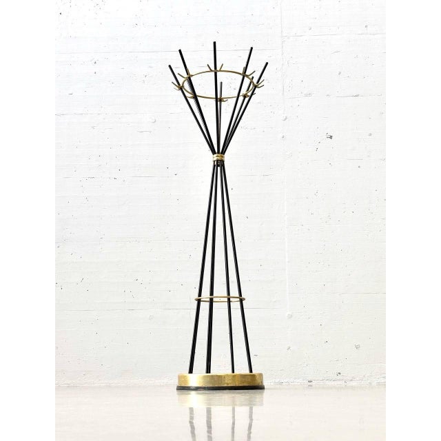 Italian Rotating Umbrella Stand with Brass Elements, Italy, 1950s For Sale - Image 6 of 11