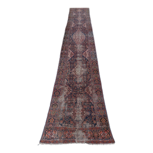 Antique 18’ Malayer Persian Wool Thread Baring Runner Rug