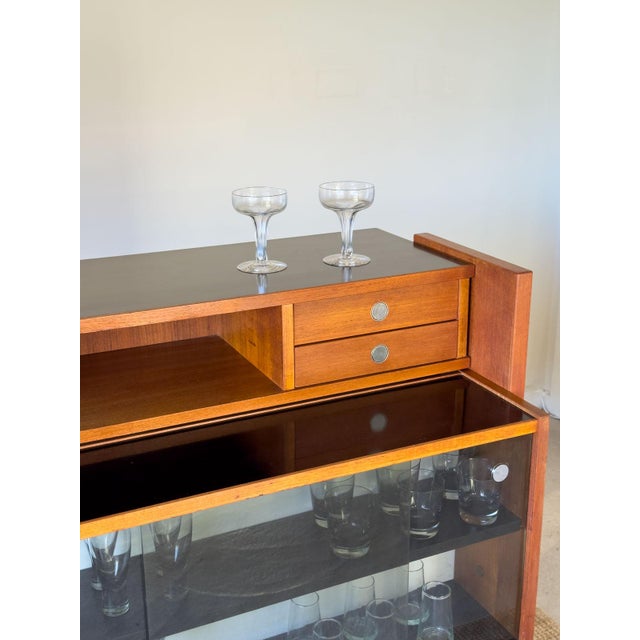 Glass & Teak Drinks Bar by Erik Buch for Dyrlund, Denmark, 1960s For Sale - Image 13 of 17