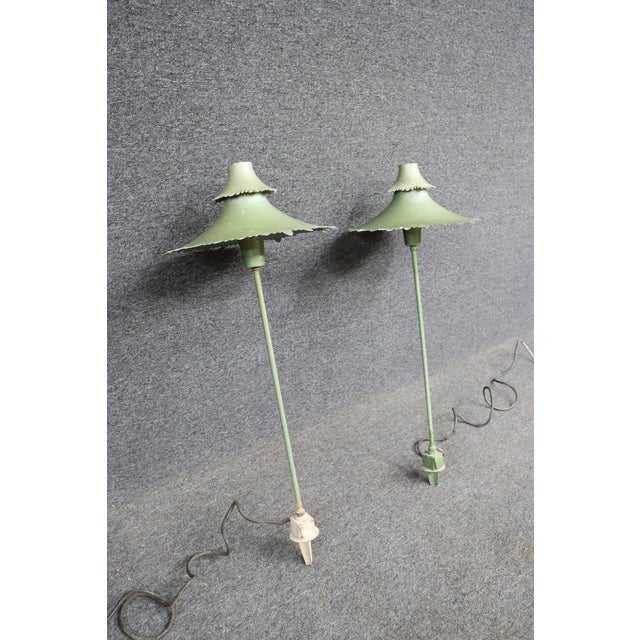 Rare Mid Century Outdoor Pagoda Top Garden Lights