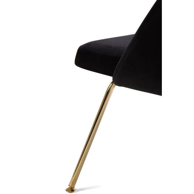 Late 20th Century Saarinen Executive Armless Chairs in Noir Velvet, Custom Gold Edition - Set of 6 For Sale - Image 5 of 7