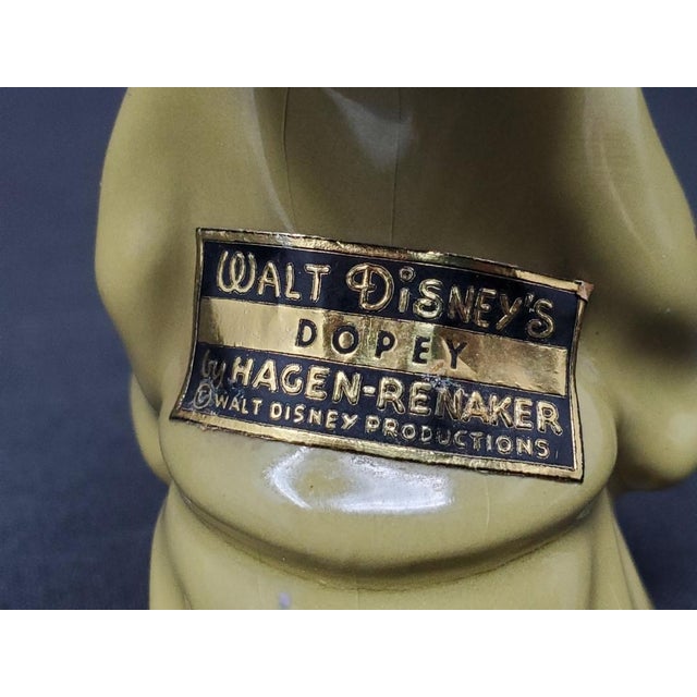 Vintage 1950s Hagen Renaker Disney Dopey Figurine With Sticker 3-1/4" Tall For Sale - Image 4 of 15
