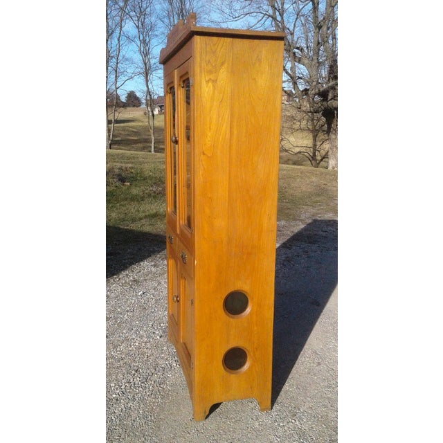 Wood Antique Flat Wall Pie Safe Cupboard Kitchen Pantry Ash Wood 1900s For Sale - Image 7 of 12