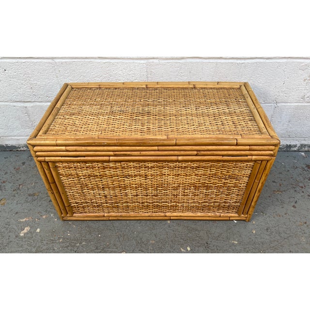 Vintage Woven Rattan and Bamboo Chest For Sale - Image 9 of 9