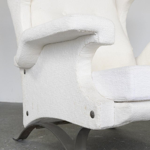 Large Vintage Lounge Chair in Fabric and Metal, 1960s For Sale - Image 4 of 15