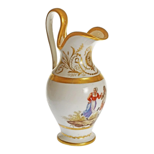 Early 19th Century French Paris Porcelain Pot a Lait Pitcher Neo-Classical Decoration Rural Couple Dancing
