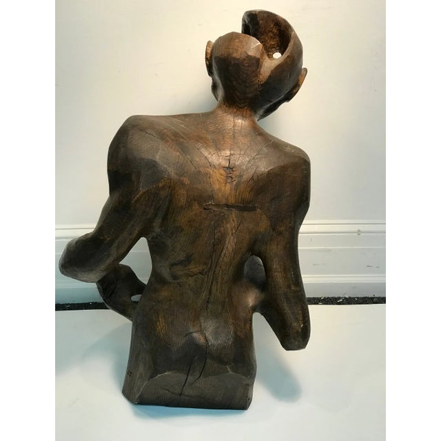 1980s 1980s Sycamore Wood Sculpture of a Man's Figure For Sale - Image 5 of 8