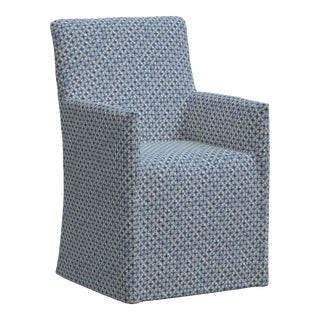 John Robshaw x Cloth & Company Sadie Slipcover Arm Dining Chair in Aalap Blue For Sale