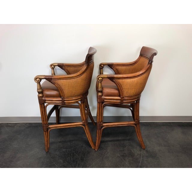 Ethan Allen Faux Bamboo Rattan Barstools Pair Chairish