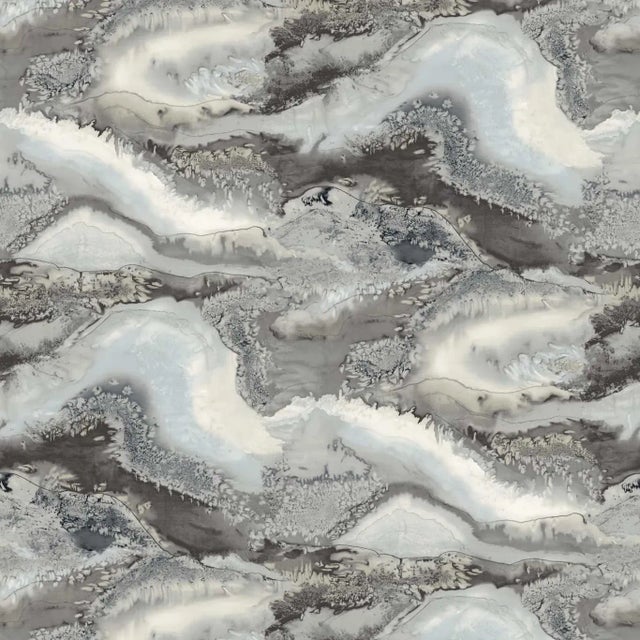 Harlequin Reflected Obsidian Wallpaper in Snowflake - a Sample For Sale