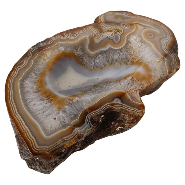 Vintage Freeform Ashtray in Natural Carved Agate, 1970s For Sale
