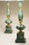 1960s Matching Pair Large Neoclassic Hollywood Regency Modern Green Malachite Marble Urn Style Column Table Lamps 1960's Italy For Sale - Image 5 of 12