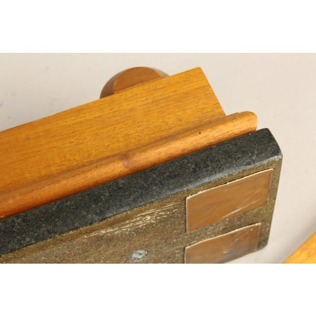 Fine Walnut Wood & Green Granite Custom Handcrafted Display Easel Picture Stand For Sale - Image 10 of 15