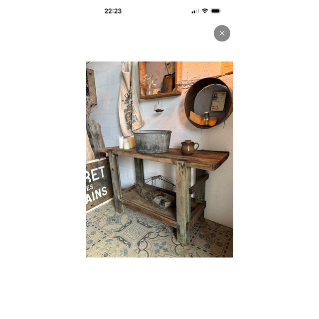 Workbench in Green Patinated Oak, 1940s For Sale - Image 12 of 15