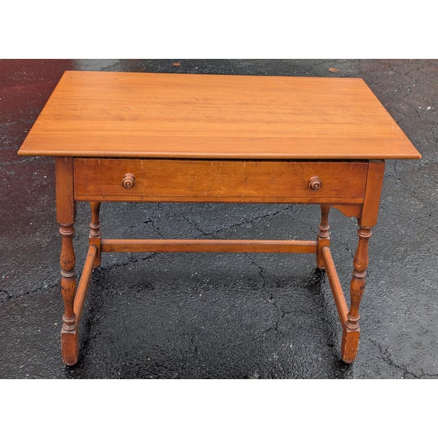 Vintage 1960s American Colonial Solid Cherry Wood Writing Desk For Sale - Image 4 of 11