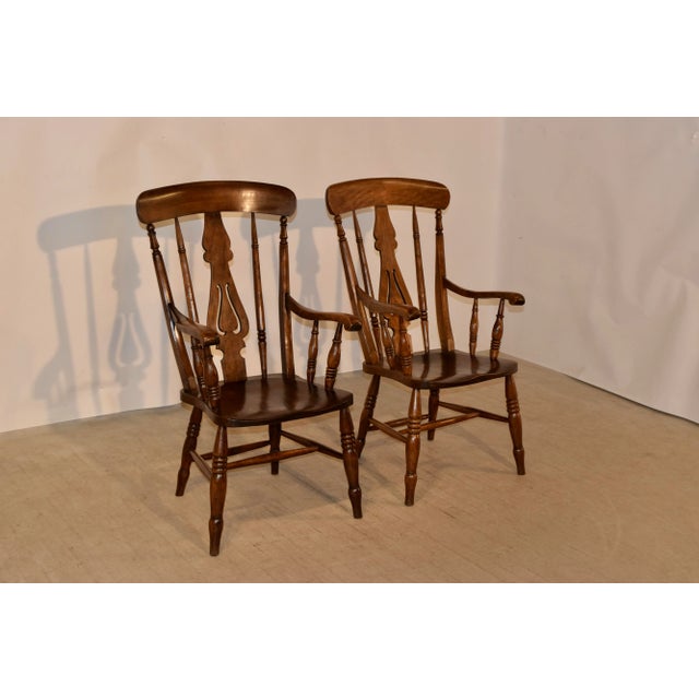 Victorian 19th C Pair of Lancashire Ladder Back Armchairs For Sale - Image 3 of 13