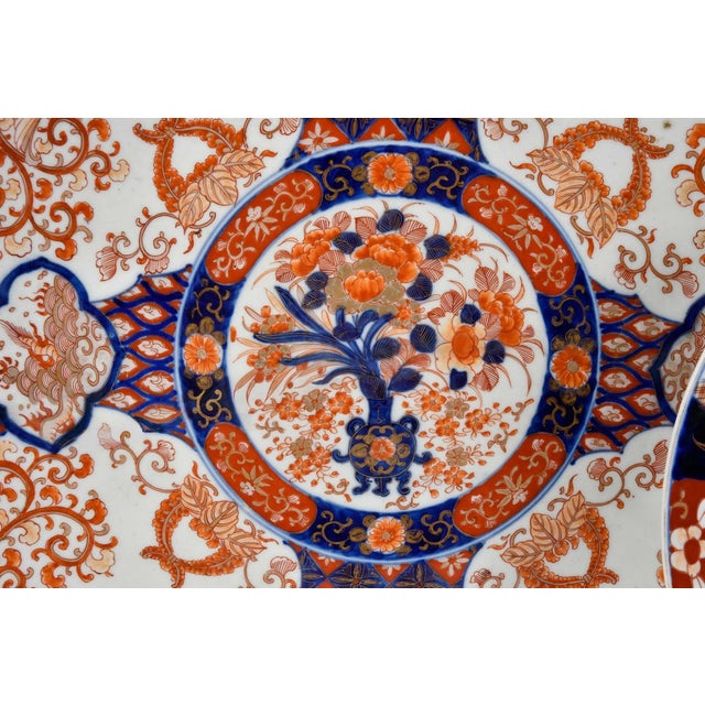 Orange Four Asian Imari Porcelain Chargers For Sale - Image 8 of 11