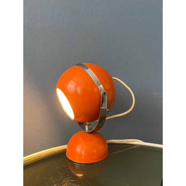 Mid-Century Space Age Orange Eyeball Table Lamp For Sale - Image 3 of 11