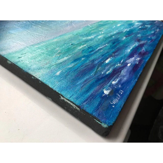 Wood Seascape Original Painting on Canvas Wall Decor Painting by Valeriya Serova For Sale - Image 7 of 7