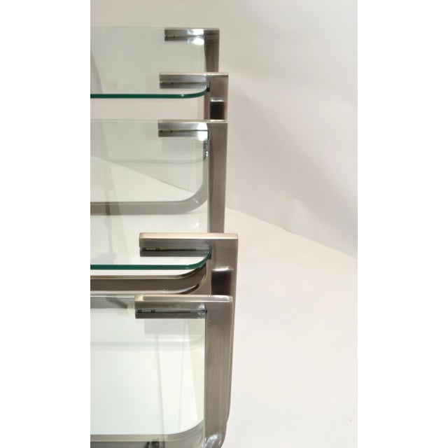 Design Institute of America 'Dia' Three Vintage Glass & Steel Nesting Tables For Sale - Image 9 of 13