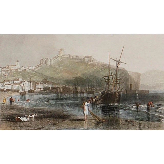Traditional A View of Scarborough, England: A Framed 19th C. Engraving After J. M. W. Turner, 1859 For Sale - Image 3 of 5