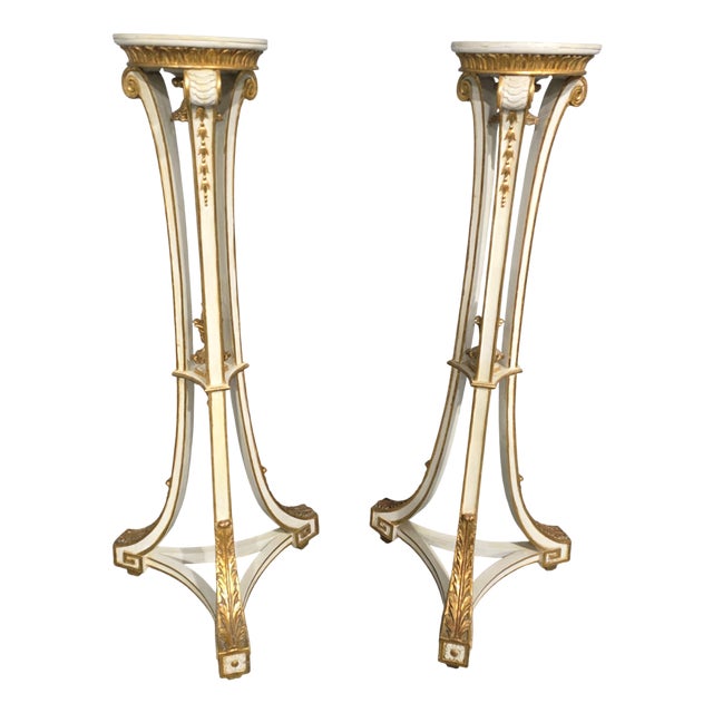 Parcel Gilt Torchere Stands, 1910s, Set of 2 For Sale