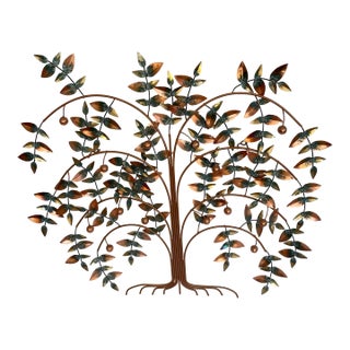 Vintage Curtis Jere Tree of Life Mid Century Brutalist Copper Brass Wall Sculpture Signed For Sale
