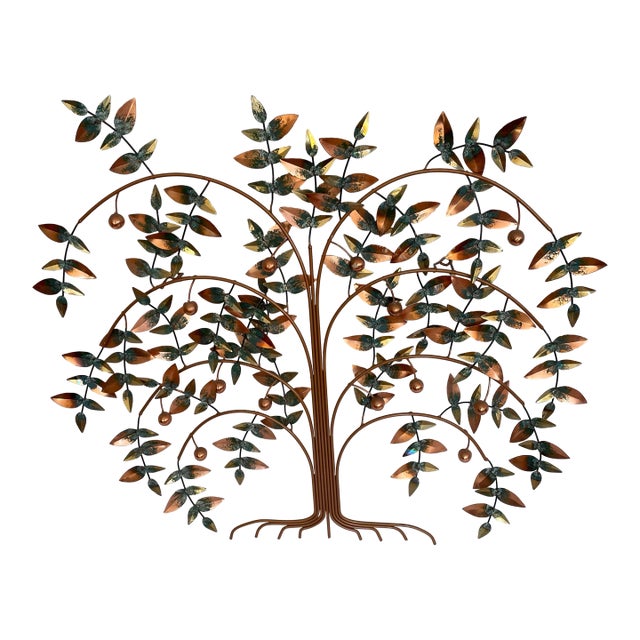 Vintage Curtis Jere Tree of Life Mid Century Brutalist Copper Brass Wall Sculpture Signed For Sale