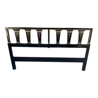 Midcentury John Widdicomb Black and Gold King Headboard For Sale