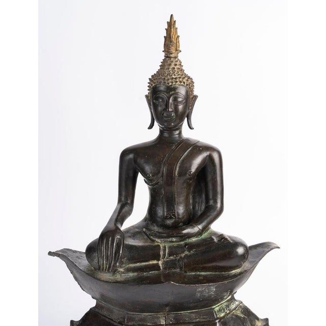 17th Century Bronze Sculpture of a Seated Buddha For Sale - Image 5 of 9