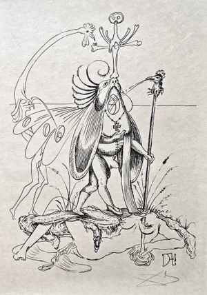 Salvador Dali, Oiseaux Gourmandeur de l'Isle Sonnante from Les Songes Drôlatiques de Pantagruel, Original Large Lithograph, 1973
