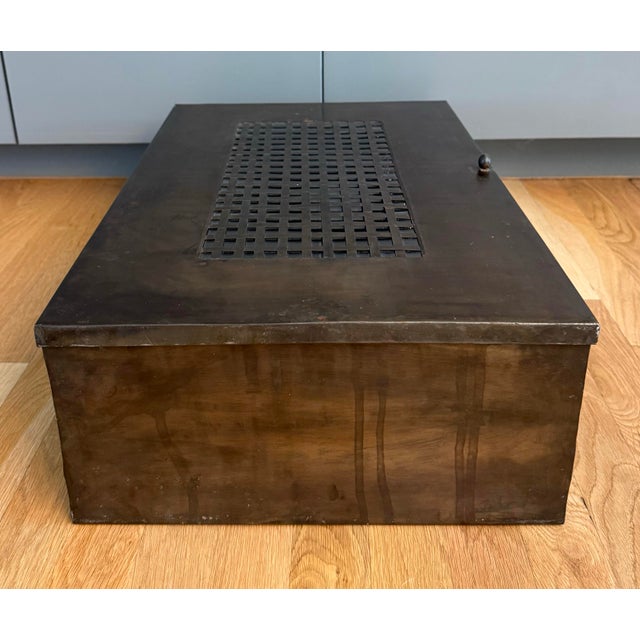 Metal Large Vintage Tinplate Metal Box With Glass Dividers For Sale - Image 7 of 12